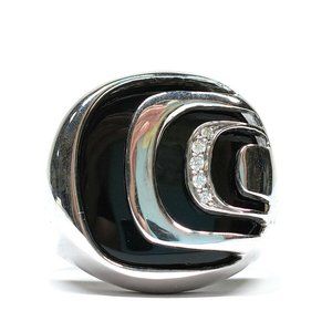 DAMIANI Silver Diamond Black Onix Ring